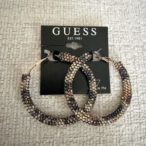 Guess Glittering Multi-Tone Hoop Earrings